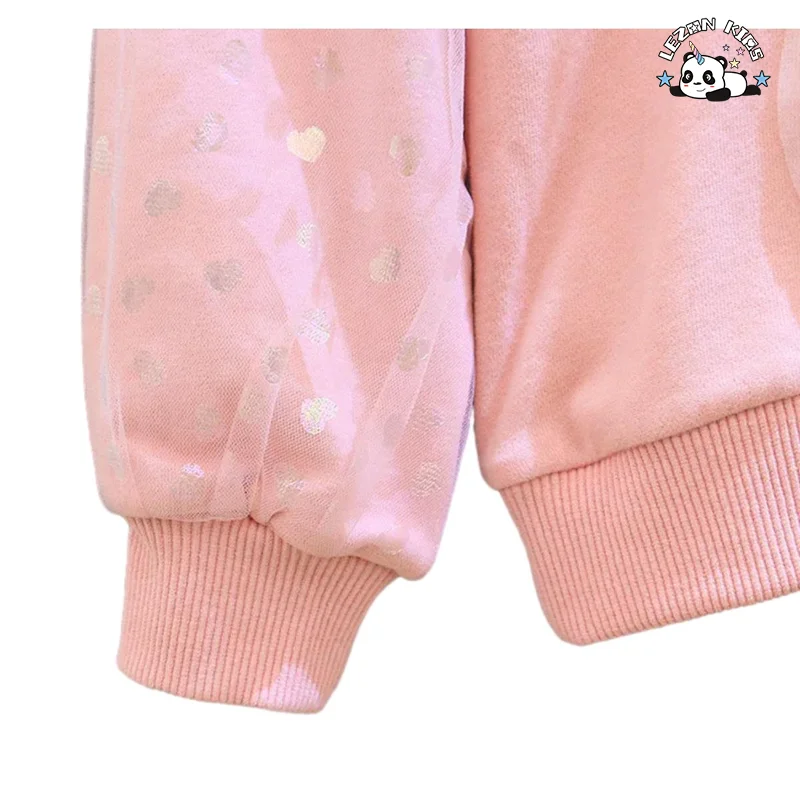 LEZONKIDS - New Fashion Kids Clothing Girls Sequined Unicorn Hoodie Denim Pearl Pants